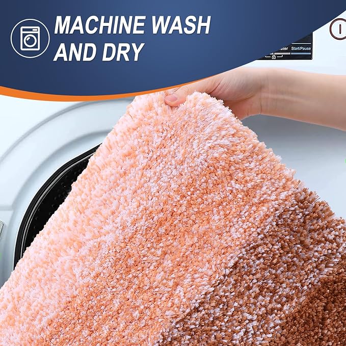 OLANLY Large Bathroom Rugs Mat 44x32, Extra Soft Absorbent Microfiber Bath Rugs, Rubber Backing, Quick Dry, Machine Washable Bath Mat for Bathroom Floor, Tub and Shower, Home Decor Accessories, Orange