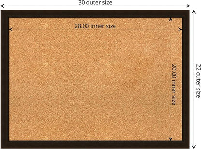 Amanti Art Natural Cork Board for Wall, 22x30 Vision Board with Brown Wood Frame, Medium Corkboard Office Decor for Home Organization, Rustic Farmhouse Corkboard Pinboard to display items for home