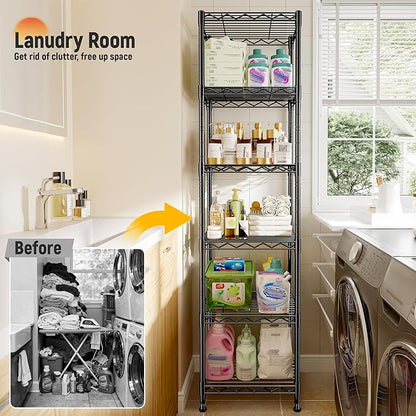 DurayLoly 6 Wire Shelving Metal Shelves Storage Rack:Adjustable Storage Shelves Standing Shelf Units and Narrow Shelf for Laundry Bathroom Kitchen Pantry Closet Office 15.8" w*11.8" D*63" H