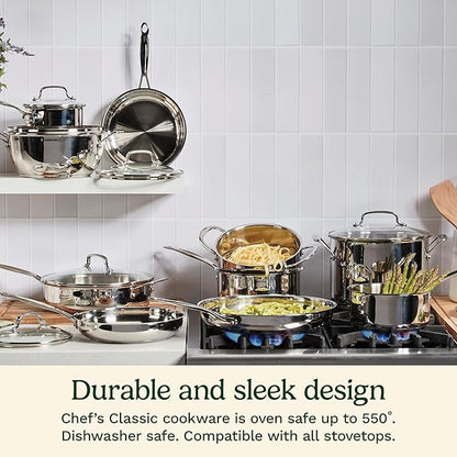 Cuisinart 1 Quart Saucepan w/Cover, Chef's Classic Stainless Steel Cookware Collection, 719-14