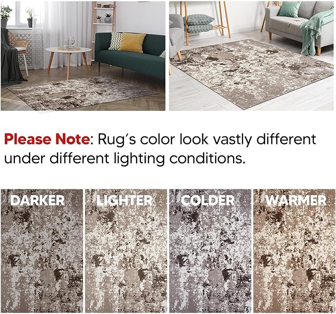 Keen Home Design Runner Rugs - 32"x168" Non-Shedding, Thick Pile Abstract Rugs for Kitchen, Living Room, Bedroom, Dining Room, Entryway - Size: 2'8" x 14', Skies Beige