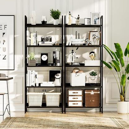 NUMENN Bookshelf, 5 Tier Bookshelves, Home Office Bookcase Shelf Storage Organizer, Free Standing Storage Shelving Unit for Bedroom, Living Room and Home Office, Black