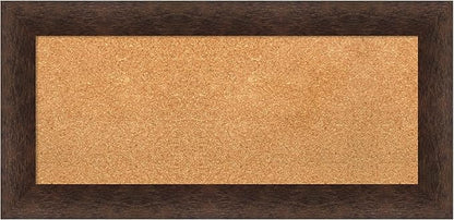 Amanti Art Natural Cork Board for Wall, 17x35 Vision Board with Brown Wood Frame, Medium Corkboard Office Decor for Home Organization, Casual Corkboard Pinboard to Display Items for Home Organization