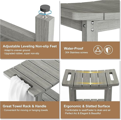 HIPS Shower Benches for Inside Shower, Shower Stool with Space-Efficient Storage Shelf, Waterproof Shower Chair Seat for Spa Bathroom(Light Gray)