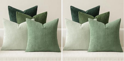 MIULEE Boho Farmhouse Sage Green Throw Pillow Covers 18x18 Inch Set of 4 Mordern Nordic Cushion Covers Soft Corduroy Spring Home Decor for Couch Bed Sofa Living Room Forest Green (Pack of 2)