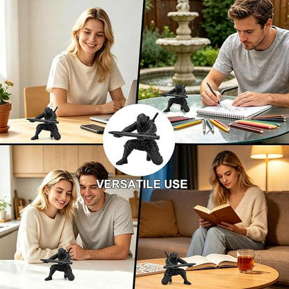 2Pack Ninja Pen Holder for Desk – 3D Printed Ninja Warrior Pen Holder with Sword and Weapon Accessories, Creative Desk Organizer Decor Gift for Men – Funny Pencil Holder Stand (Black)