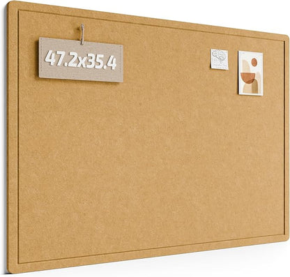 Fluxynara Large Bulletin Board, 47.2" x 35.4"Cork Board Alternative with 24 Safe Removable Adhesive Tabs, Foldable Felt Pin Board for Home Office, Classroom, Bedroom,Entryway for Walls— Mustard Yellow