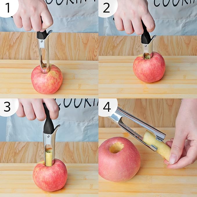 Asdirne Apple Slicer & Corer Set, Apple Cutter and Fruit Slicer with Sharp Stainless Steel Blades and Ergonomic Non-Slip Handles, Ideal for Cutting a Wide Range of Fruits, Black