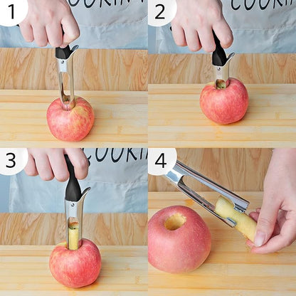 Asdirne Apple Slicer & Corer Set, Apple Cutter and Fruit Slicer with Sharp Stainless Steel Blades and Ergonomic Non-Slip Handles, Ideal for Cutting a Wide Range of Fruits, Black
