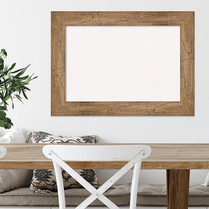Amanti Art White Cork Board for Wall, 22x30 Vision Board with Brown Wood Frame, Medium Corkboard Office Decor for Home Organization, Country Rustic Corkboard Pinboard to Display Items for Home
