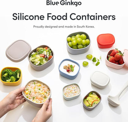 BLUE GINKGO Nesting Silicone Containers - Large Silicone Food Storage Container | BPA Free, Airtight, Dishwasher and Freezer Safe (47.5 oz) - Pink