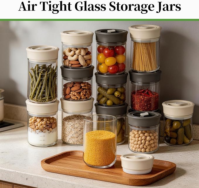 Glass Overnight Oats Containers with Lids - 2 Pack Airtight Food Storage Containers with Twist Lock, Coffee Canister, Leakproof Canning jars Wide Mouth for Chia Pudding & Yogurt, Tea