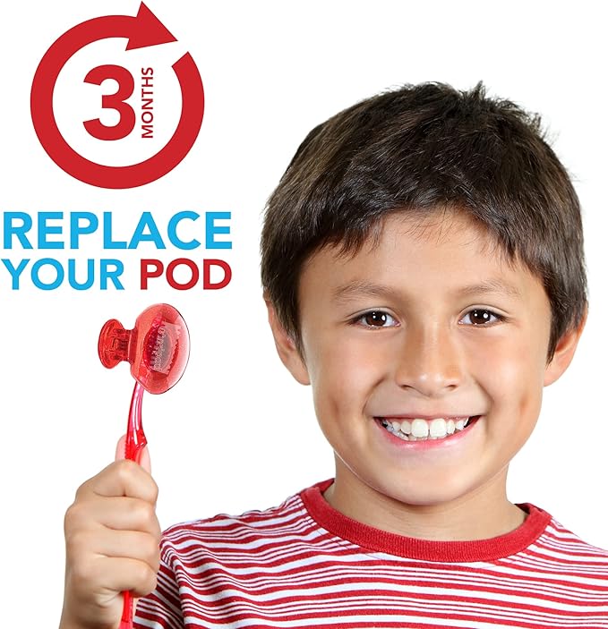Steripod Kids' Clip-On Toothbrush Protector, Keeps Toothbrush Fresh and Clean, Fits Most Manual and Electric Toothbrushes, Red and Blue Glitter, 2 Count