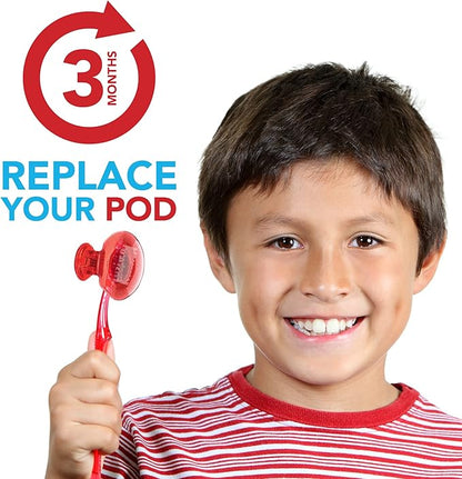 Steripod Kids' Clip-On Toothbrush Protector, Keeps Toothbrush Fresh and Clean, Fits Most Manual and Electric Toothbrushes, Red and Blue Glitter, 2 Count