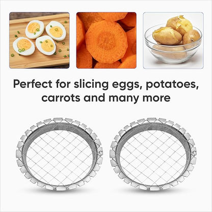 Stainless Steel Egg Chopper - Manual Hard Boiled Egg Dicer, Wire Potato & Carrot Salad Chopper Grid/Slicer, 2 Pcs
