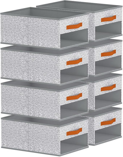 Homsorout Drawer Organizers and Storage - 8 Pack Foldable Pants Organizer with Clear Window & Handles, Fabric Closet Organizer for Clothes, Jeans, Sweaters, Towels, T-shirt, Scarf (Ant Light Gray)