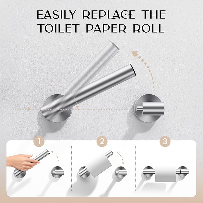 Day Moon™ - Toilet Paper Holder - Modern Roll Holder for Bathroom - 1 Pack - Wall Mount - Classic, Brushed Nickel