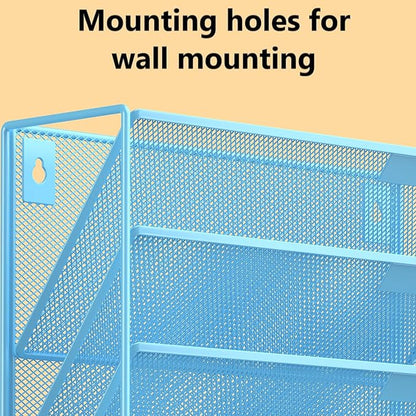 Kuntine.B 6-Tier Wall File Organizer Hanging File Organizer Cubicle Organizer Wall File Holder for Office Home (Blue, 6 Tier)