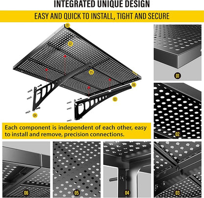 4-Pack 2x3ft Adjustable Garage Wall Shelving 1120lbs Load Capacity Heavy Duty Wall Mounted Storage Shelf Metal Floating Shelves for Garage(Black)
