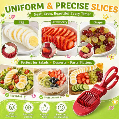 JAYVAR Large Egg Slicer for Hard Boiled Eggs, Egg Cutter with Thick and Sturdy Blade, Boiled Eggs Slicer with Long Handle, Stainless Steel Strawberry Slicers for EggChopper, Sturdy Easy to Clean Use
