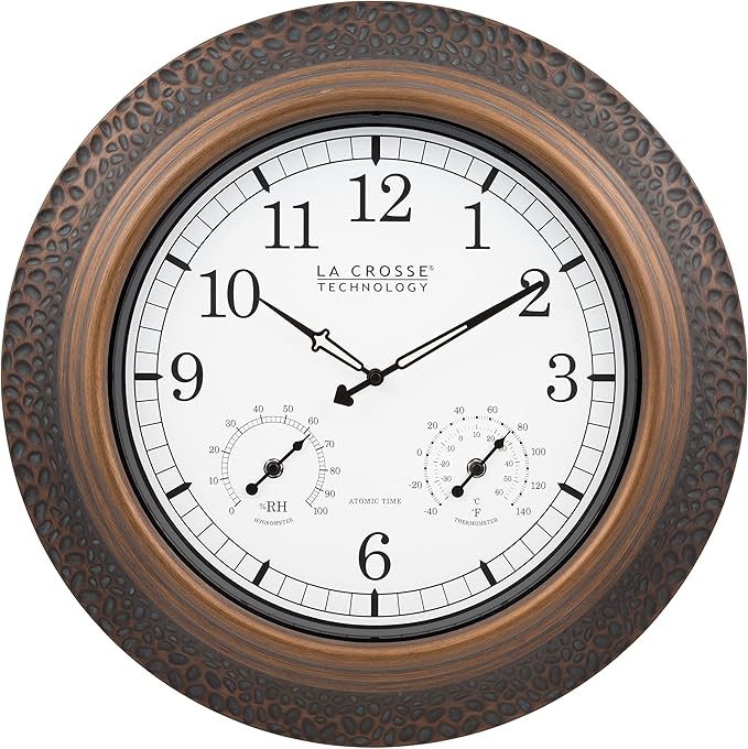 La Crosse Technology 21 in. Indoor/Outdoor Marcella Metal Atomic Wall Clock