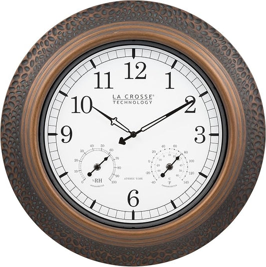 La Crosse Technology 21 in. Indoor/Outdoor Marcella Metal Atomic Wall Clock