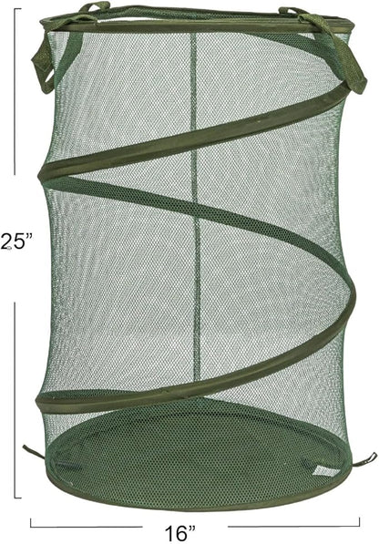 Household Essentials Pop-Up Mesh Laundry Hamper, Olive Green