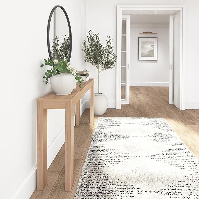 Plank+Beam Modern Solid Wood Console Table, 56 Inch, Sofa Table, Narrow Entryway Table for Hallway, Behind The Couch, Living Room, Foyer, Easy Assembly, Blonde