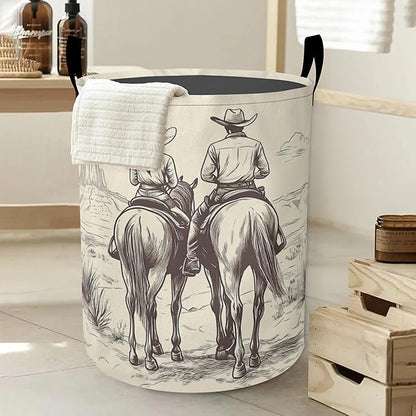 Laundry Basket-Western Cowboy Foldable Waterproof Oxford Cloth Funny Tote Bag Laundry Hamper Clothes Storage Bucket Organizer For Bathroom/Laundry Storage/Bedroom Storage Basket