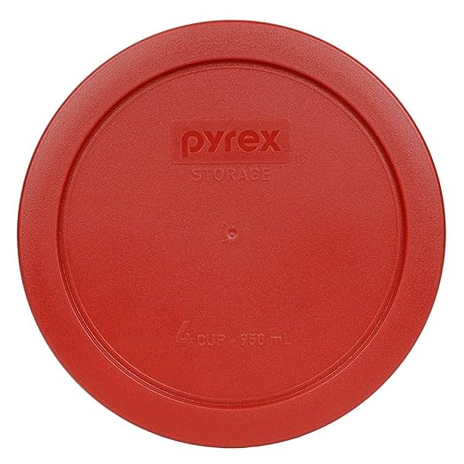Pyrex 7201-PC 4 Cup Poppy Red Food Storage Replacement Lids (6-Pack) - Made in USA