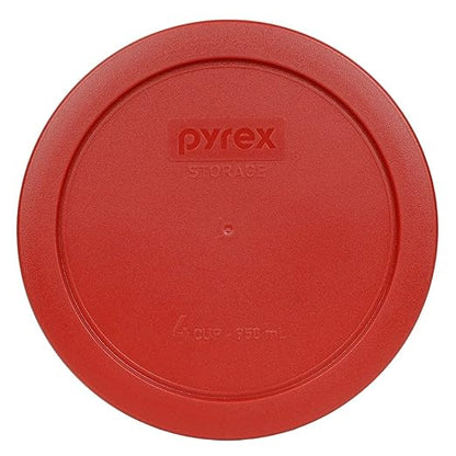 Pyrex 7201-PC 4 Cup Poppy Red Food Storage Replacement Lids (3-Pack) - Made in USA