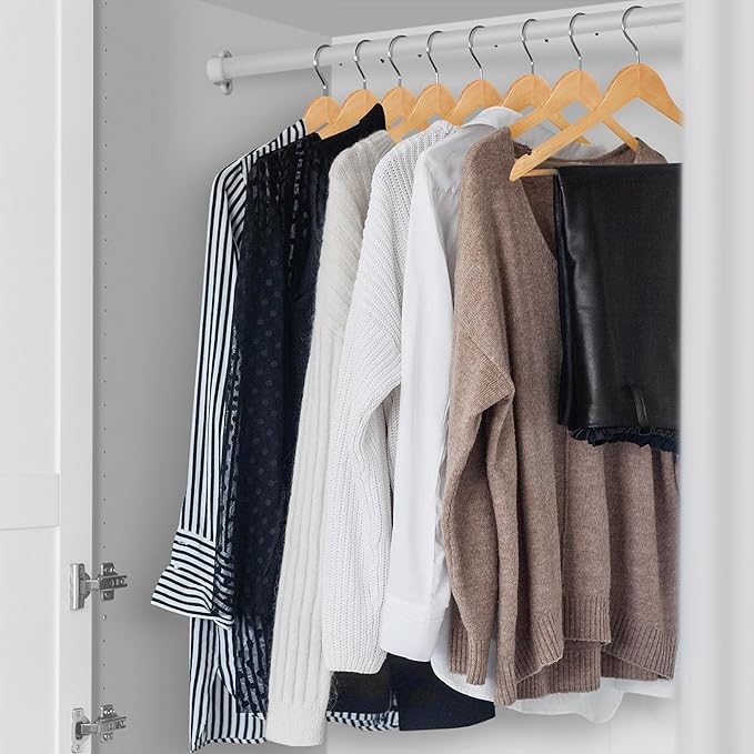 Casafield - 40 Natural Wooden Suit Hangers - Premium Lotus Wood with Notches & Chrome Swivel Hook for Dress Clothes, Coats, Jackets, Pants, Shirts, Skirts