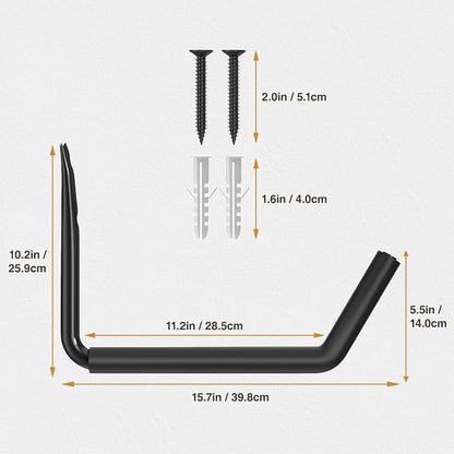 niffgaff Heavy Duty Garage Storage Hooks - 120 LB Capacity Wall Mounted Rack for Kayaks, Ladders, and Bikes