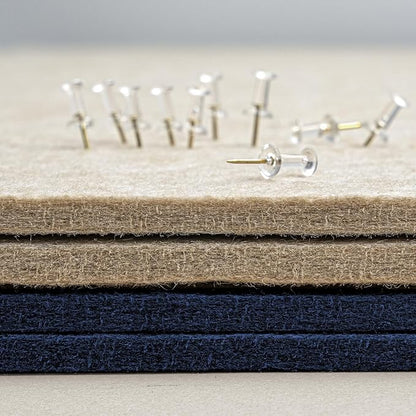 Bulletin Board, 35 x 17 1/2 inches Felt Board - Decorative Pin Board, Cork Board Alternative for Wall, Foldable Self-Adhesive Vision Board Prayer Board with 20 Pushpins Dark Blue