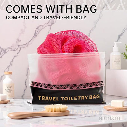 ARCH&M African Net Sponge Authentic, Champagne | Afroscrub African Wash Cloths, Smoother Skin, Exfoliating Body Sponges, Back Scrubber Exfoliator, Daily Use Shower Loofah
