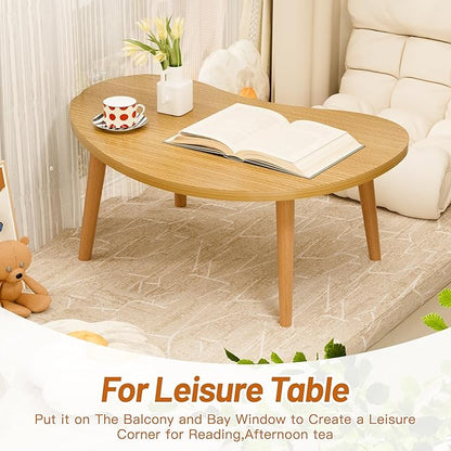 Small Coffee Table, Low Table with Solid Wood Legs, 23.6" Mini Mango Accent Table Side End Table, Floor Table Desk for Sitting on The Floor, Coffee Tea Table for Living Room, Dorm, Apartment, Natural