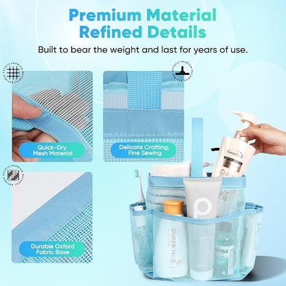 EUDELE 2 Pack Mesh Shower Caddy Portable for College Dorm Room Essentials, Shower Caddy Dorm with 8-Pocket Large Capacity,Shower Bag for Beach,Swimming,Gym