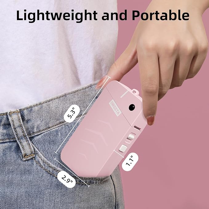 ORGSTA Label Maker, S001 Portable Bluetooth Label Maker Machine with Tape, Thermal Label Printer for Home, Office, School Organization, Wireless Mini Labeler Machine, Pink