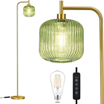 MAYNA Glass Floor lamp Living Room, Modern Vertical lamp, Remote Control Switch with Glass lampshade, 67-inch high lamp Suitable for Bedroom and Study (2700K LED Bulb Included)