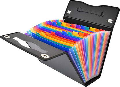 CNK Accordion File Folders with 24 Pockets Organizer for Document Paper Storage Folder Documents Expanding Binder Folio Pocket Receipt Filing Expandable Files Dividers Labels Letter Durable Handle