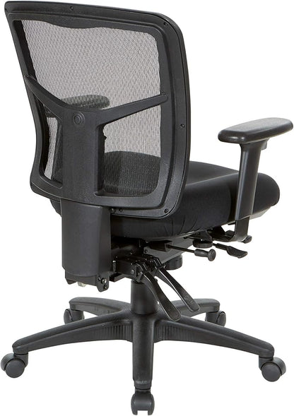 Office Star ProGrid Breathable Mesh Manager's Office Chair with Adjustable Seat Height, Multi-Function Tilt Control and Seat Slider, Mid Back, Coal FreeFlex Fabric
