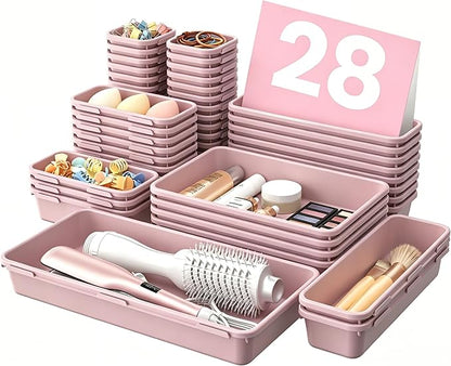 A-LuGei 【Military Grade Drawer Organizer, 【𝟱𝗦𝗶𝘇𝗲】 Makeup organizer, 【Holds 177 Items】 Bathroom Organizers and Storage, Organization and Storage, Desk Drawer Organizer for Vanity (Lilac)