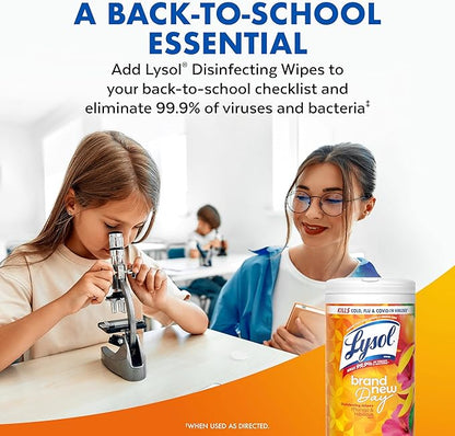 LYSOL Disinfecting Wipes, All Purpose Cleaner, Multi-Surface Antibacterial Cleaning Wipes, Household Cleaning Supplies, Dorm Essentials, Lemon + Crisp Linen + Mango & Hibiscus Scent, 80 ct. (3 Pack)