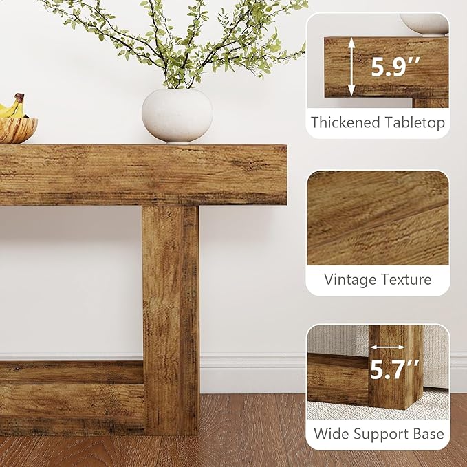 Spaco 63'' Long Console Table,2 Tier Farmhouse Entryway Table Sofa Table with Storage,Wood Behind Couch Table for Living Room, Hallway,Foyer