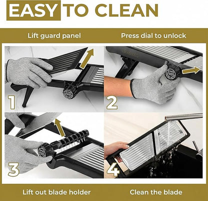 Gramercy Mandoline Food Slicer, Vegetable Cutter, Potato Slicer, Mandolin for Kitchen, Veggie Cutter, Cucumber Tool - Comes with One Pair Cut-Resistant Gloves