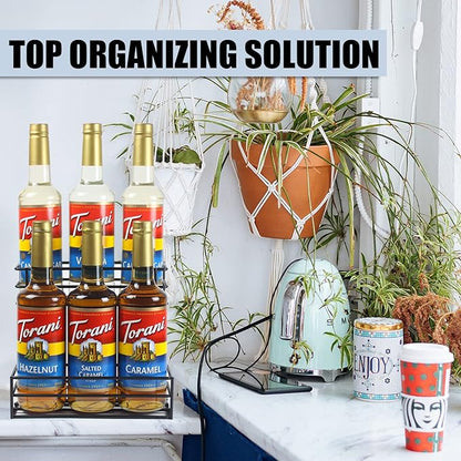 MCSAPIL Coffee Syrup Rack (6 Bottle Capacity), Organizer for Coffee Bar & Kitchen, Small Wine Rack for Bar, Family & Storage