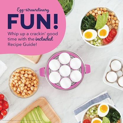 PEEPS & Dash Rapid Egg Cooker - Boiler, Poacher & Steamer - Includes Measuring & Recipe Guide - Dishwasher Safe - BPA Free - Holds 7 Eggs, Pink