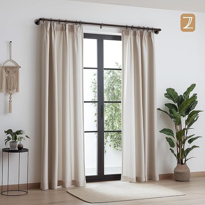 Zeerobee Curtain Rods for Windows 32 to 48, 1 Inch Industrial Wrap Around Antique Bronze Curtain Rod, Indoor/Outdoor Room Divider Adjustable Drapery Pole, 32"-48"