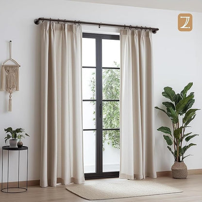 Zeerobee Curtain Rods for Windows 48 to 84, 1 Inch Industrial Wrap Around Antique Bronze Curtain Rod, Indoor/Outdoor Room Divider Adjustable Drapery Pole, 48"-86"