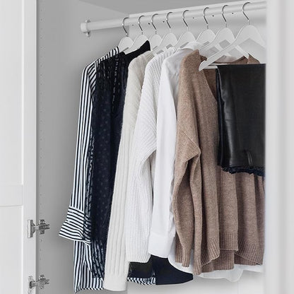 Casafield - 20 White Wooden Suit Hangers - Premium Lotus Wood with Notches & Chrome Swivel Hook for Dress Clothes, Coats, Jackets, Pants, Shirts, Skirts